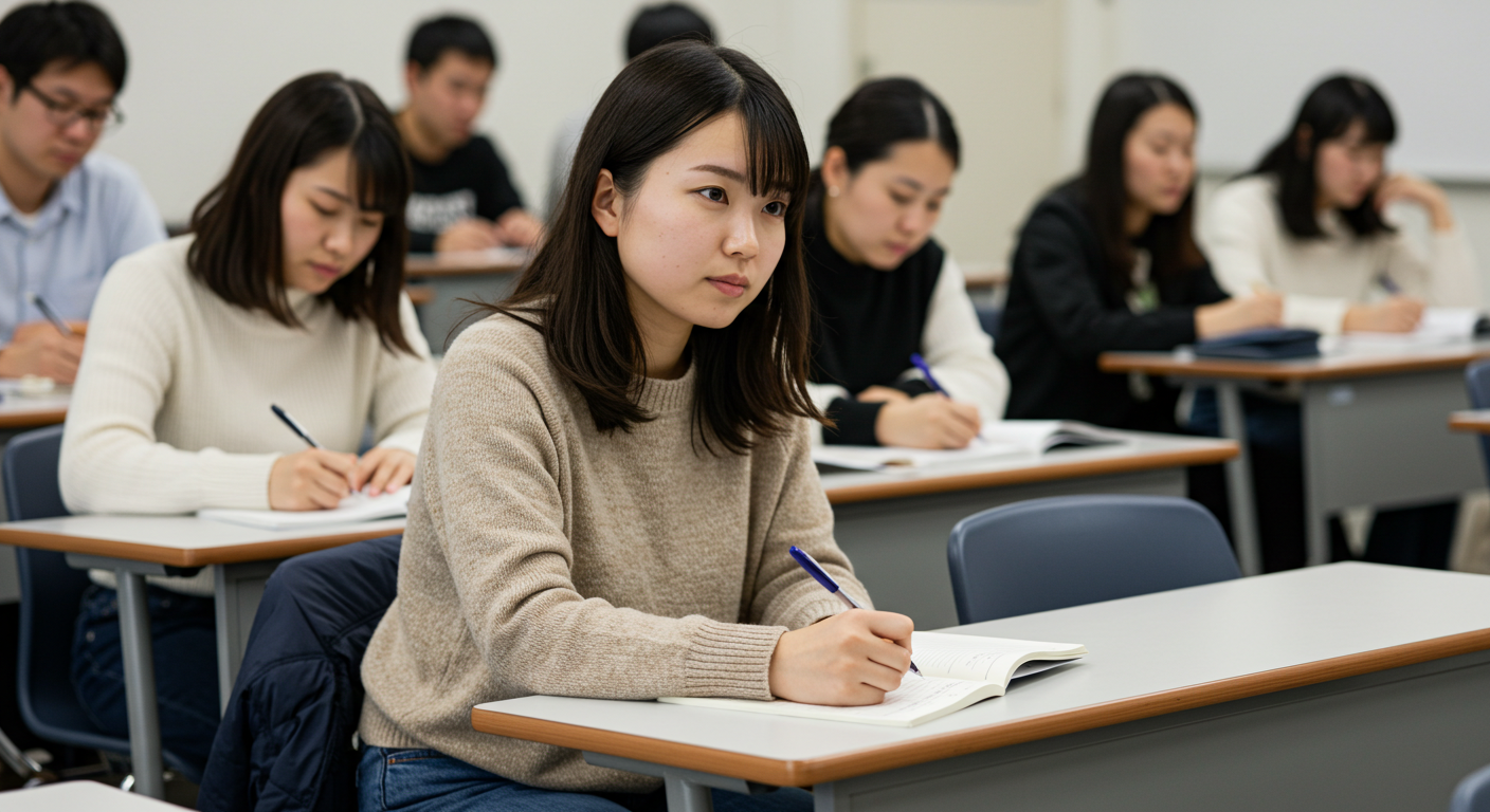 勉強する大学生